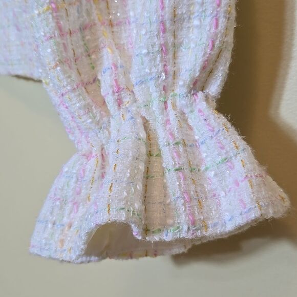 Janie & Jack Tweed Ruffle Sleeve Cropped Jacket Pastel Size 3 Dressy Preppy Luxe - Picture 6 of 14